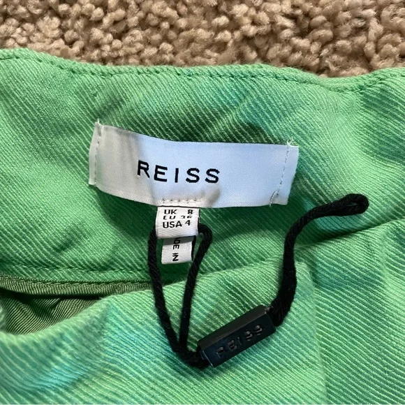 Reiss Gracey Tailored Pleated Linen Blend Shorts Green Size 4 - Picture 6 of 13
